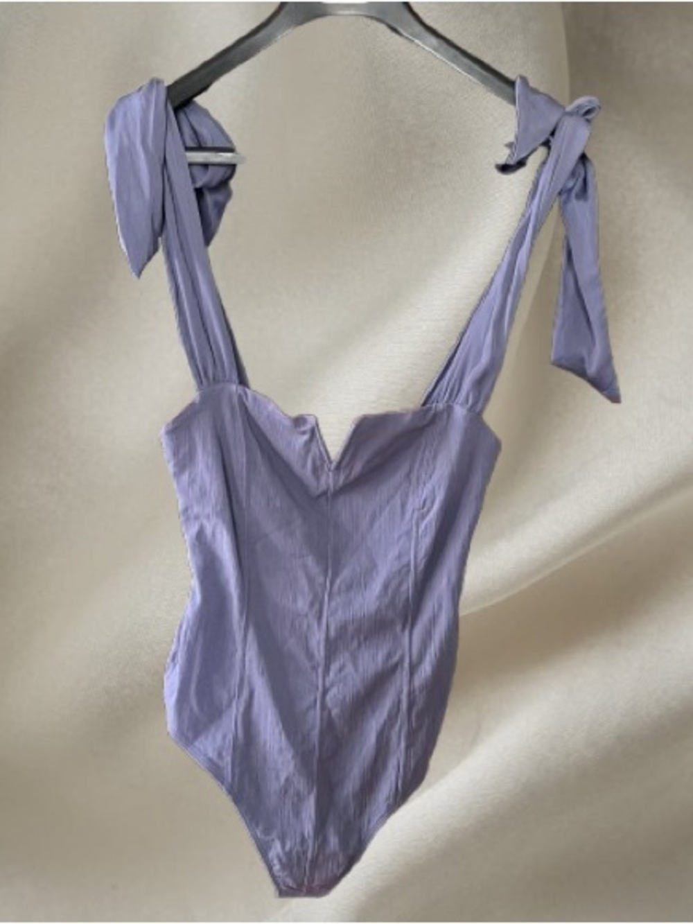 Free People lavender/cornflower Lola Tie-Shoulder Sweetheart Bodysuit NWT